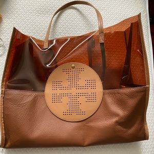 Brown clear Tory Burch Tote